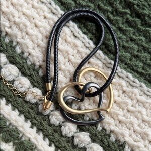 Gold and Black Heart Pendant Necklace